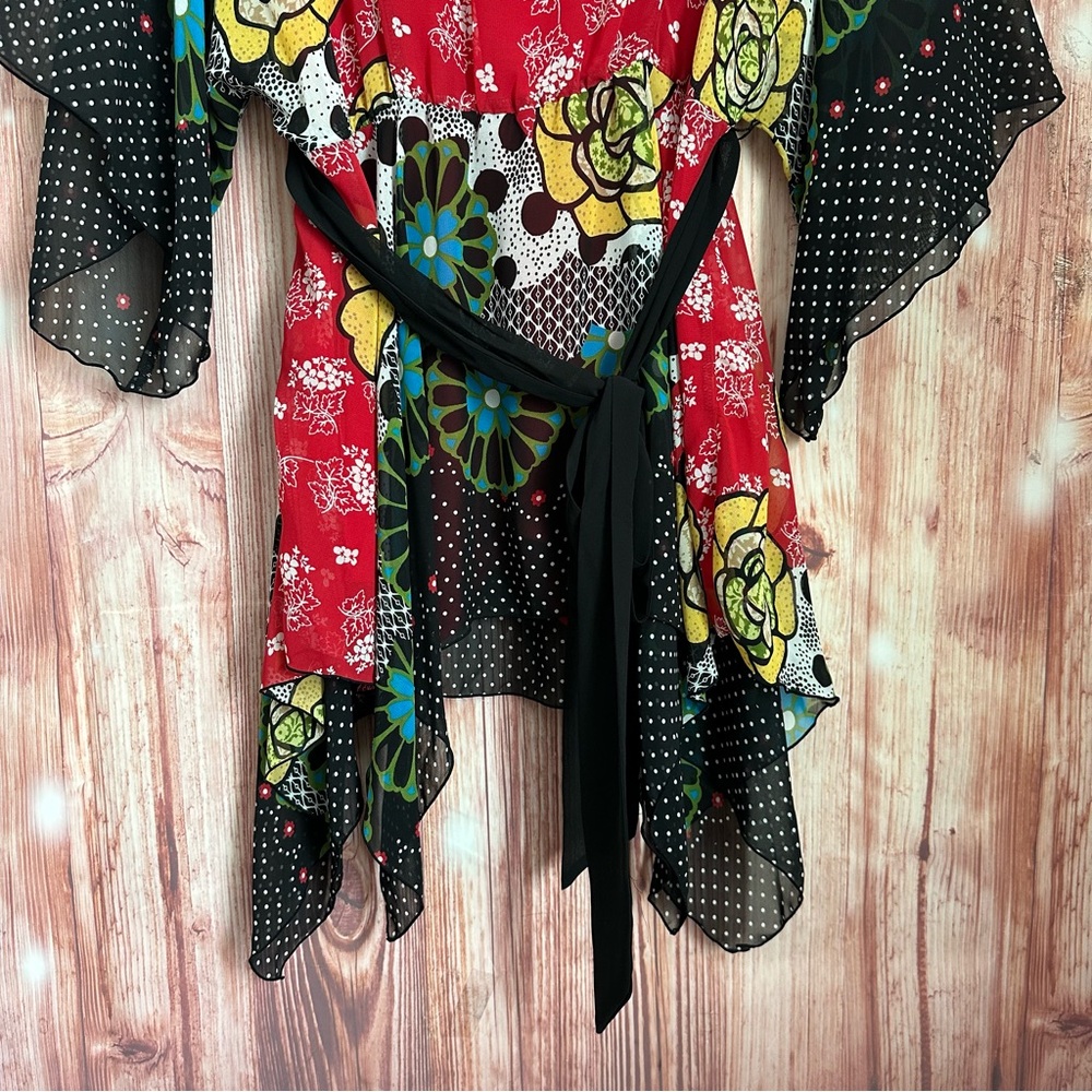 Vintage 90’s BISOU BISOU Maternity Kimono Sleeve Retro Floral Print Tunic Top - Picture 11 of 11